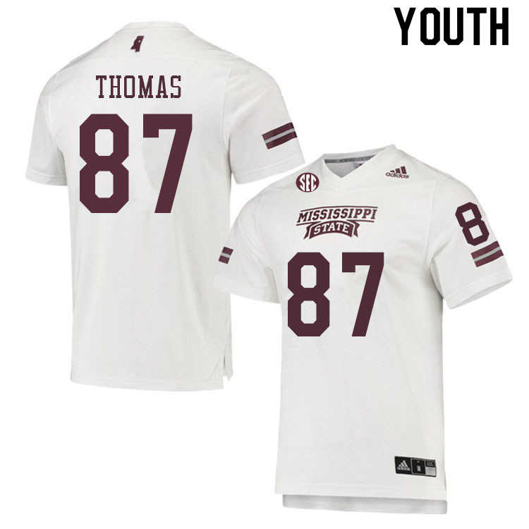 Youth #87 Zavion Thomas Mississippi State Bulldogs College Football Jerseys Sale-White